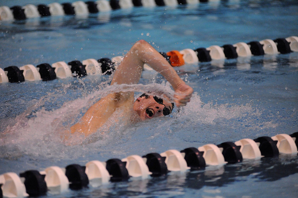 a swimmer racing