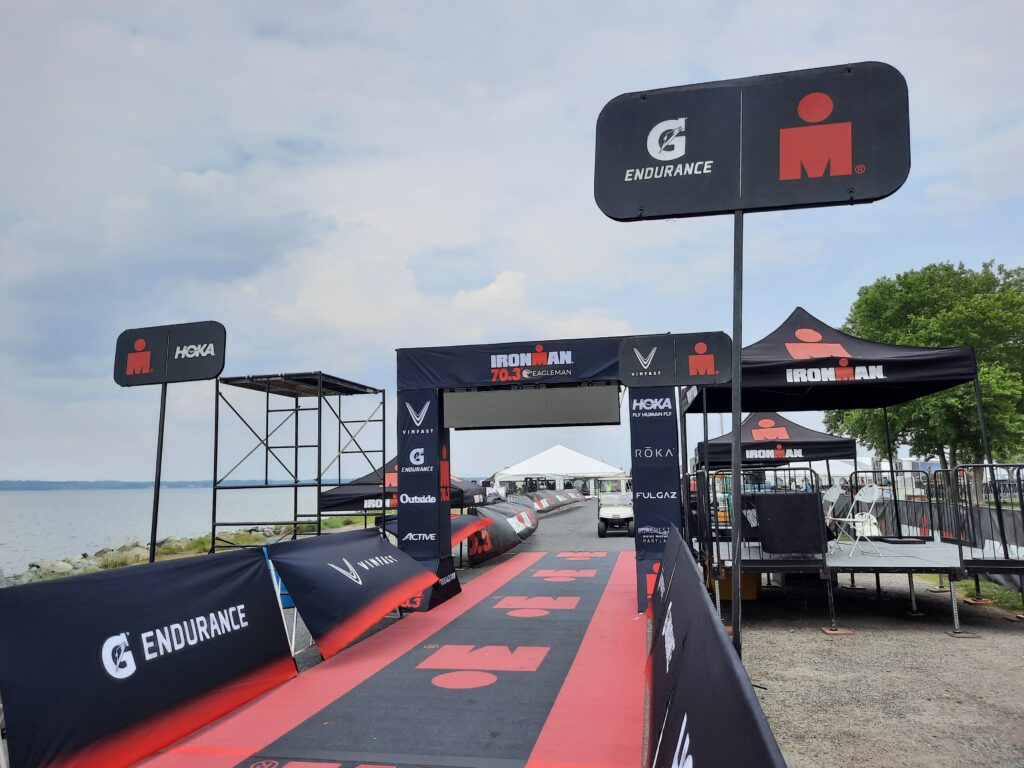 Preview of the Eagleman finish line before the race