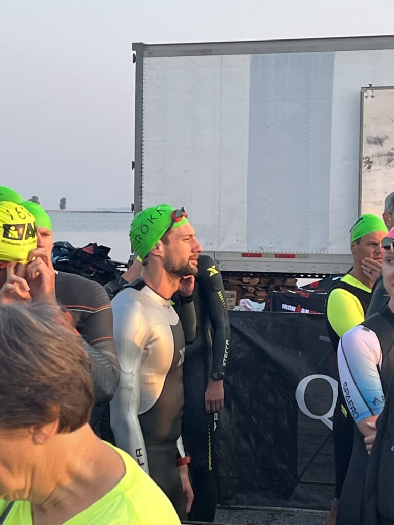 Waiting at the Eagleman swim start