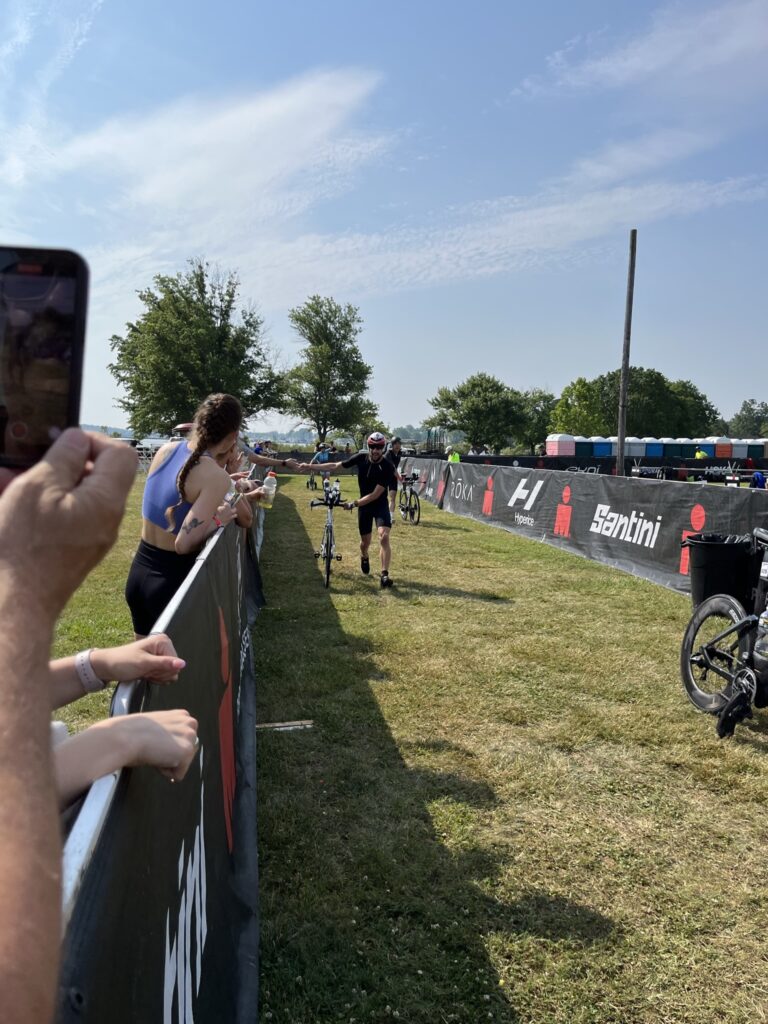 Returning to the transition area with my bike